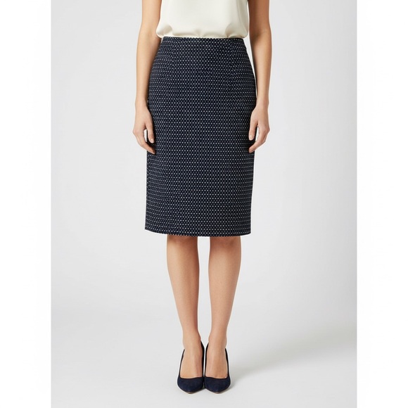 Tommy Hilfiger navy and white patterned career midi skirt   NWOT Size 10 - Picture 1 of 10